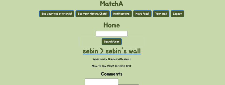 Matcha Sign-Up and Wall