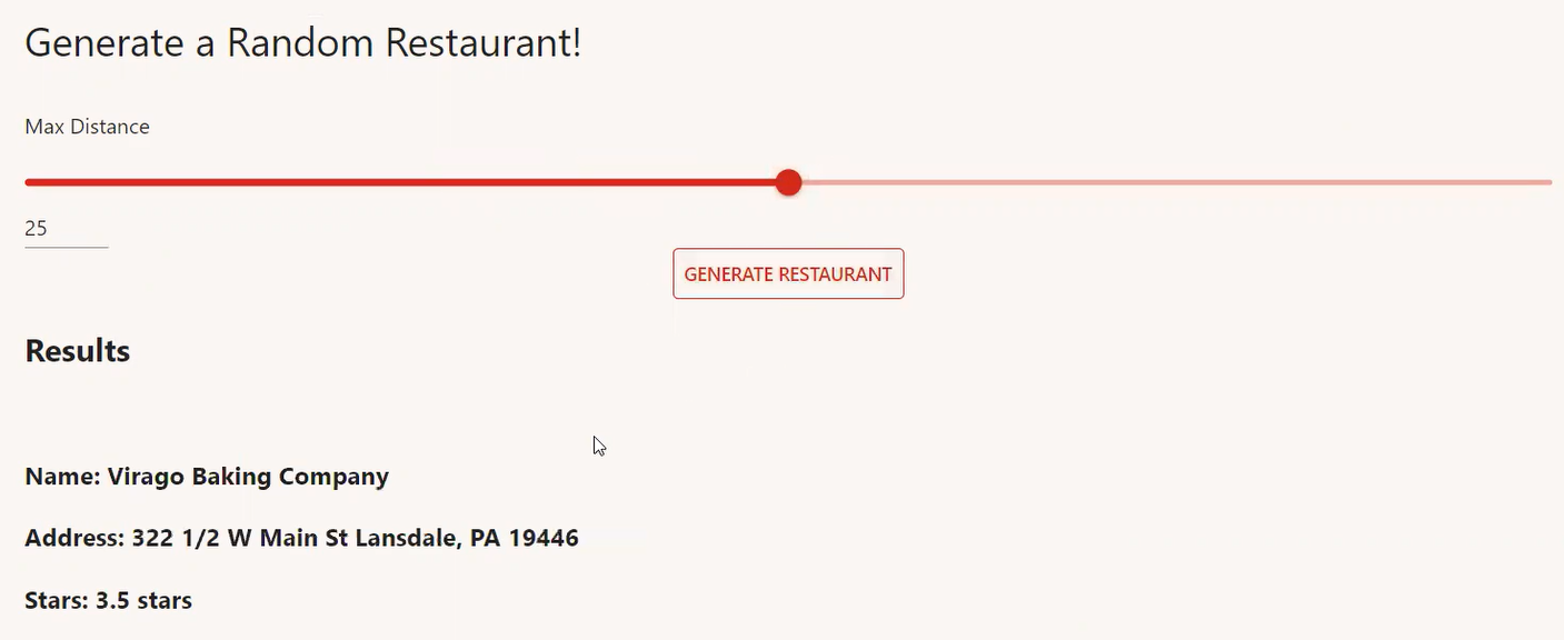 Random Restaurant